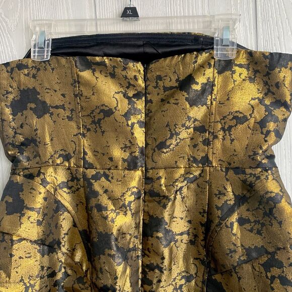 Lucca Couture Vintage Y2K Gold/Black Strapless Zip Up Back Dress Size 10 - Picture 4 of 4